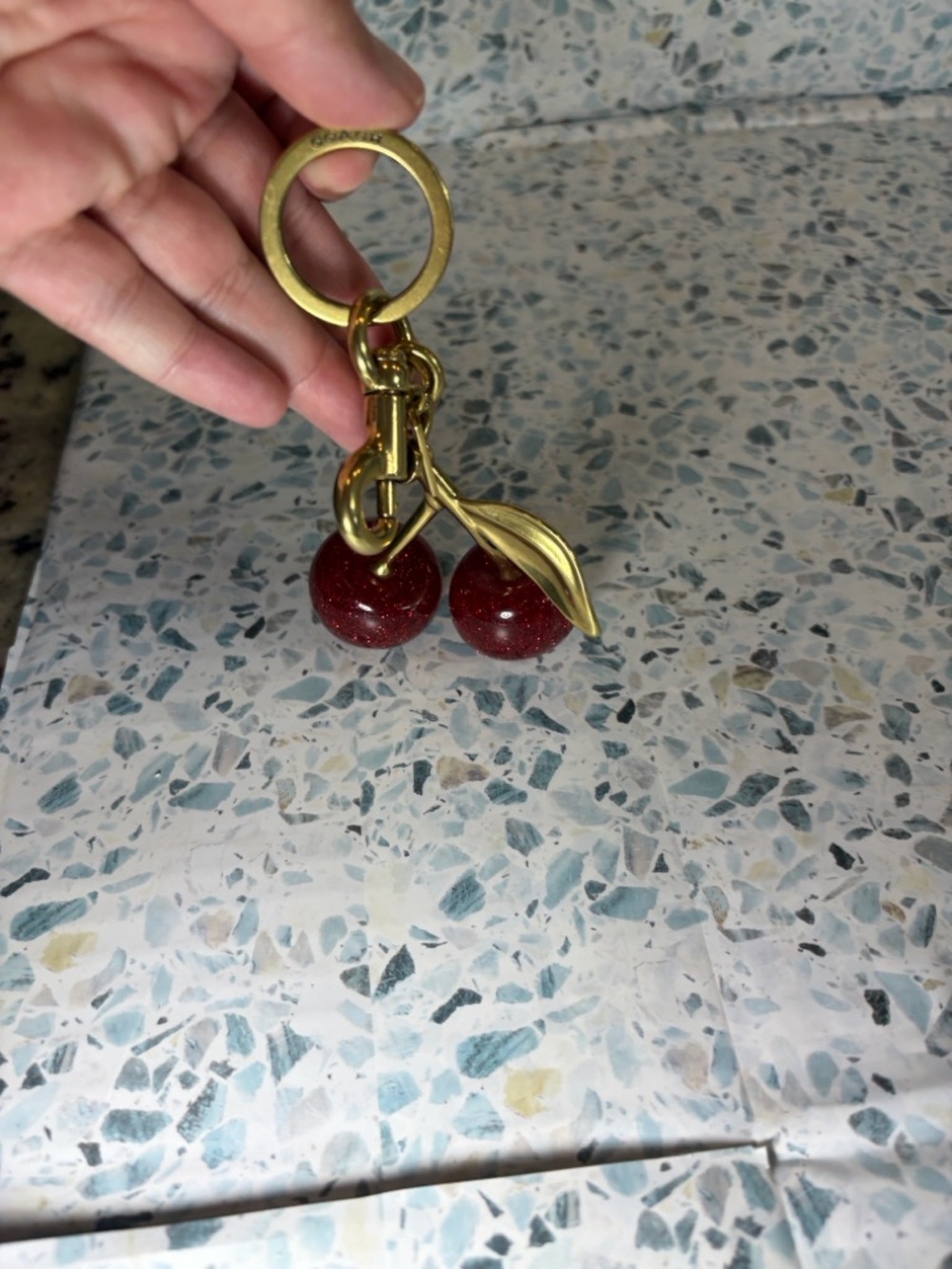 Coach Gold-Tone Cherry Keychain with Red Resin Charms - Picture 3 of 3
